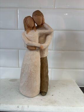 Willow Tree Embracing Couple Figurine in Cream and Brown